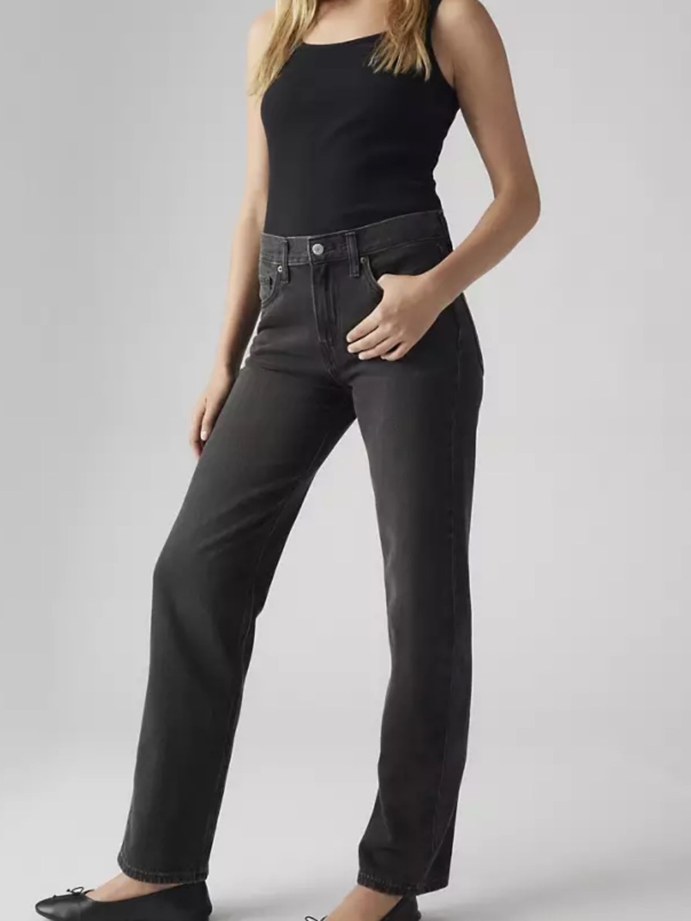 Levi's Low Pro Straight High Rise Black Jeans Women’s Size 26 30” Inseam 90s